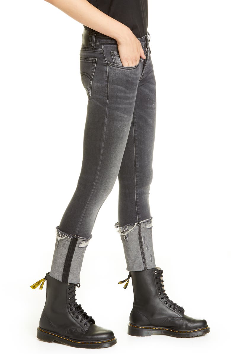R13 Kate Cuffed Skinny Jeans, Alternate, color, 