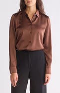Vince Camuto Satin Long Sleeve Button-Up Shirt