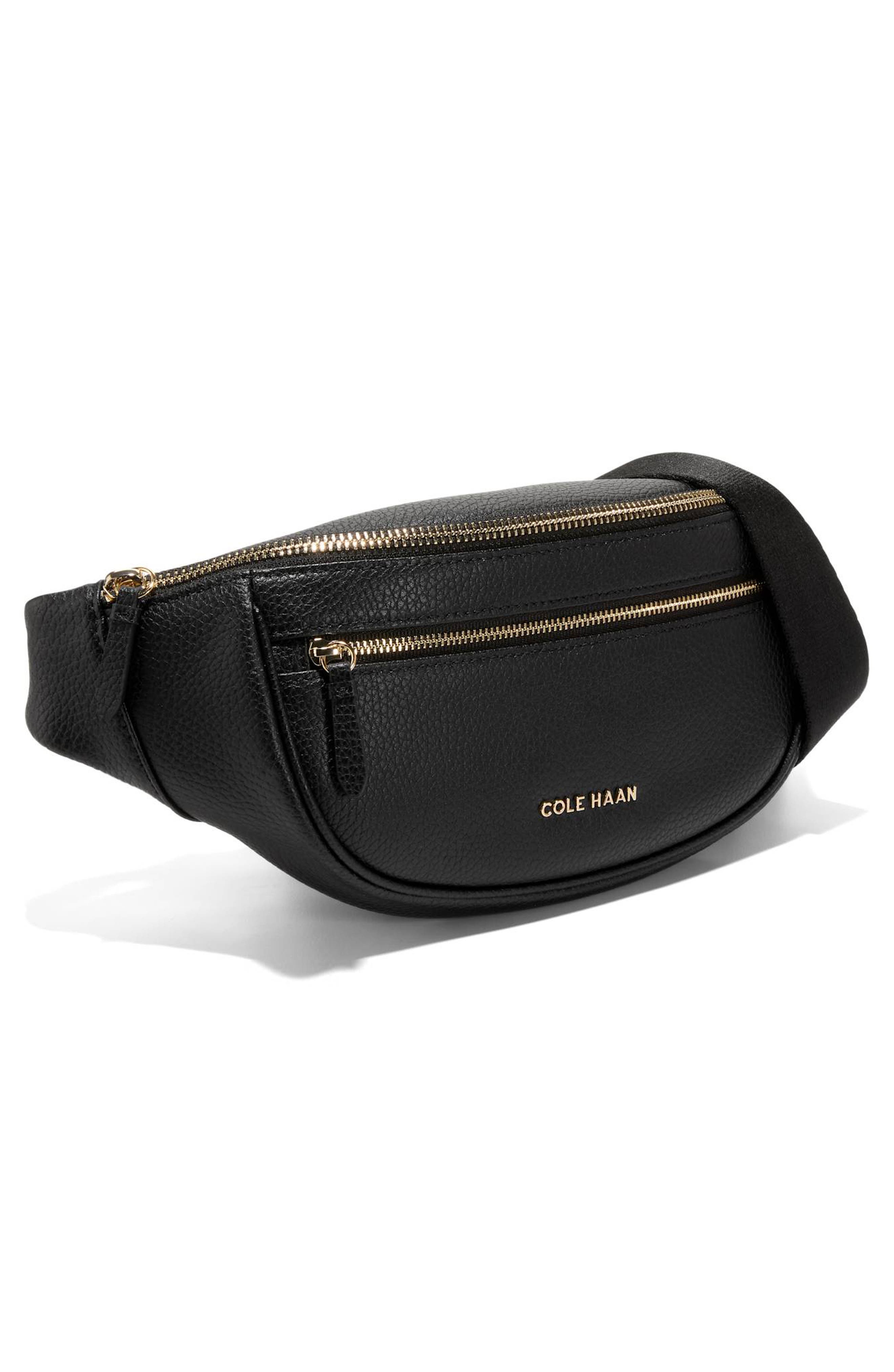 Cole Haan Mackenna Leather Belt Bag, Alternate, color, Black