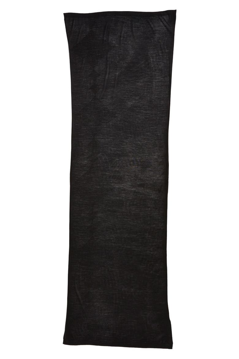 Diamond Stitch Wool Blend Wrap, Alternate, color, BLACK