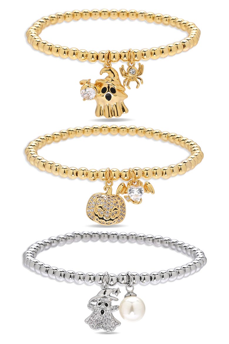 Boo & Bling 3-Pack Stretch Charm Bracelets, Main, color, GOLD