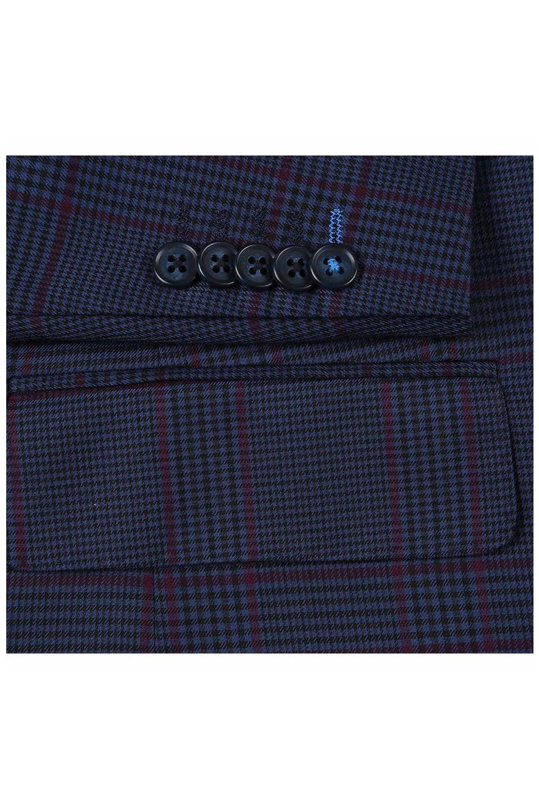 Plaid Two Button Peak Lapel Suit, Alternate, color, BLUE