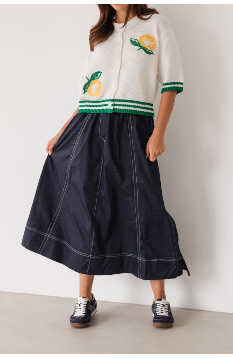 Label of Love Embroidered Lemon Cardigan, Main, color, White