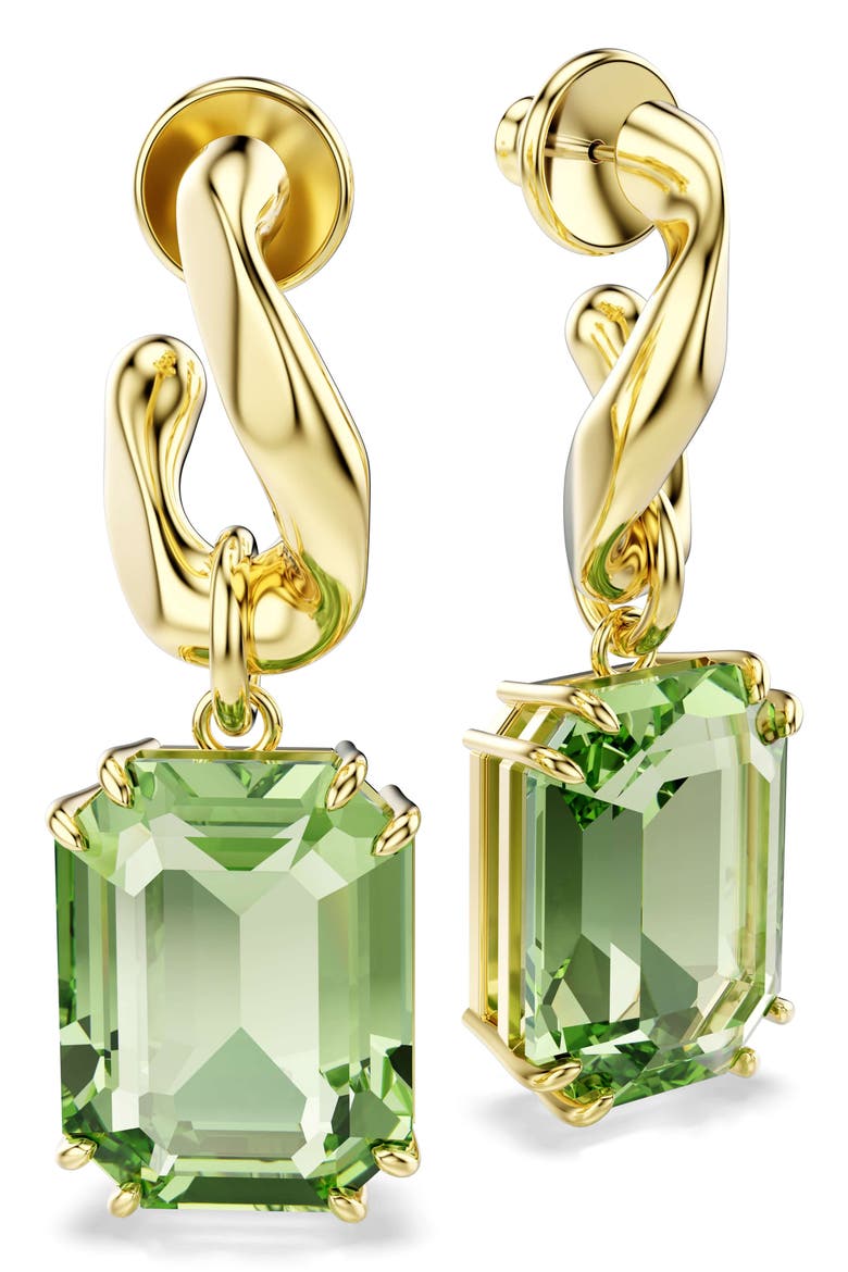 Millenia Crystal Drop Earrings, Alternate, color, GREEN WITH GOLD