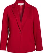 KASPER One-Button Seamed Waist Blazer