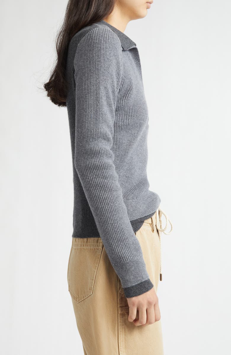 MONSE Doubled Cashmere Polo, Alternate, color, Grey/ Ivory