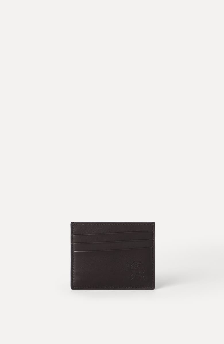 Brunello Cucinelli Calfskin card case, Alternate, color, Brown