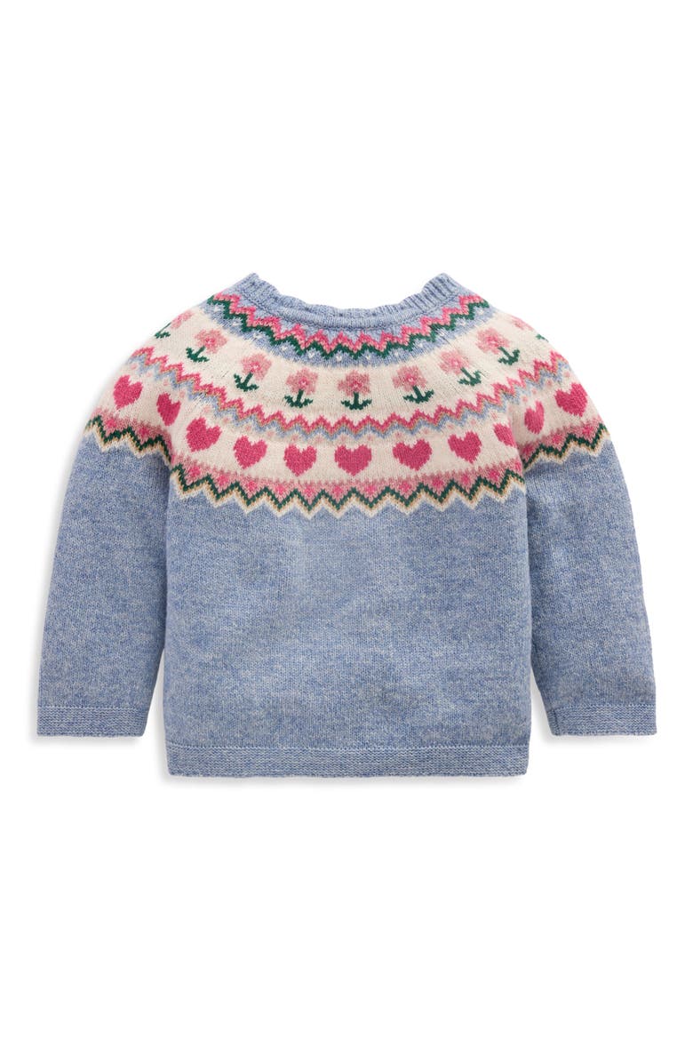 Kids' Fair Isle Cardigan, Alternate, color, BLUE MARL