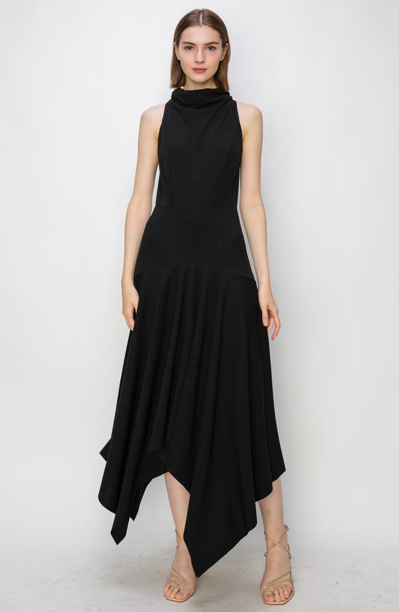 MELLODAY Handkerchief Hem Mock Neck Dress, Alternate, color, 