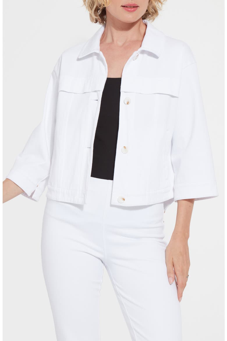 Remi Quarter Sleeve Denim Jacket, Main, color, WHITE