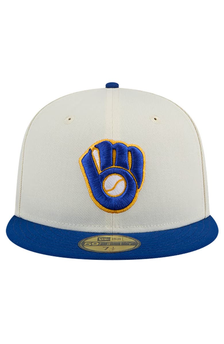 New Era Men's New Era Cream Milwaukee Brewers Cooperstown Collection Chrome 59FIFTY Fitted Hat, Alternate, color, 