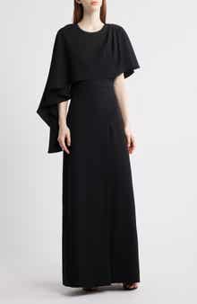 Black Halo Martine Asymmetric Cape Gown