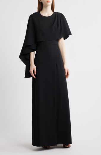 Black Halo Martine Asymmetric Cape Gown