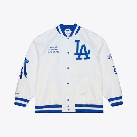 Men's Mitchell & Ness White Los Angeles Dodgers Cooperstown Collection Lightweight Satin Full-Snap Jacket