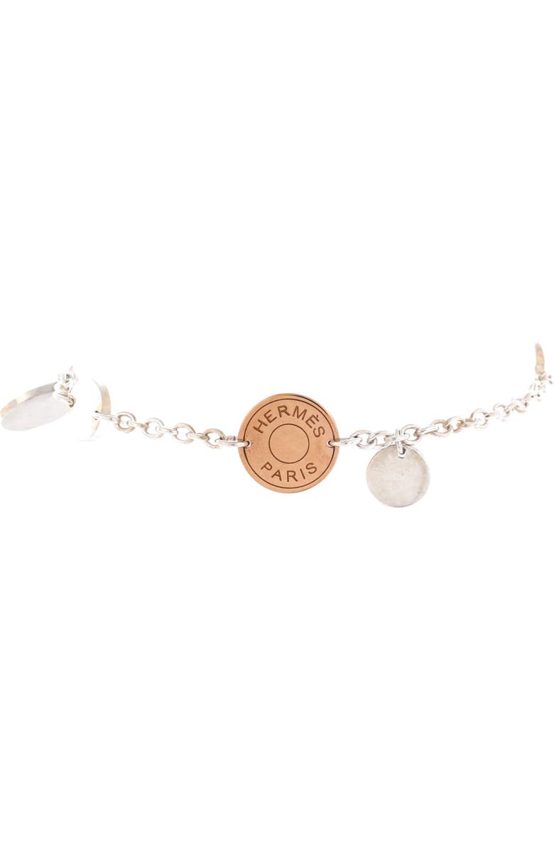 Pre-Owned Hermes Ex-Libris Bracelet Sterling Silver with 18K Rose Gold, Main, color, Silver