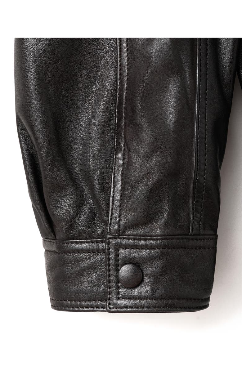 MANGO London Oversize Leather Jacket, Alternate, color, Brown