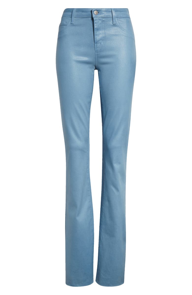L'AGENCE Ruth Coated High Waist Raw Hem Straight Leg Jeans, Alternate, color, Blue Mist