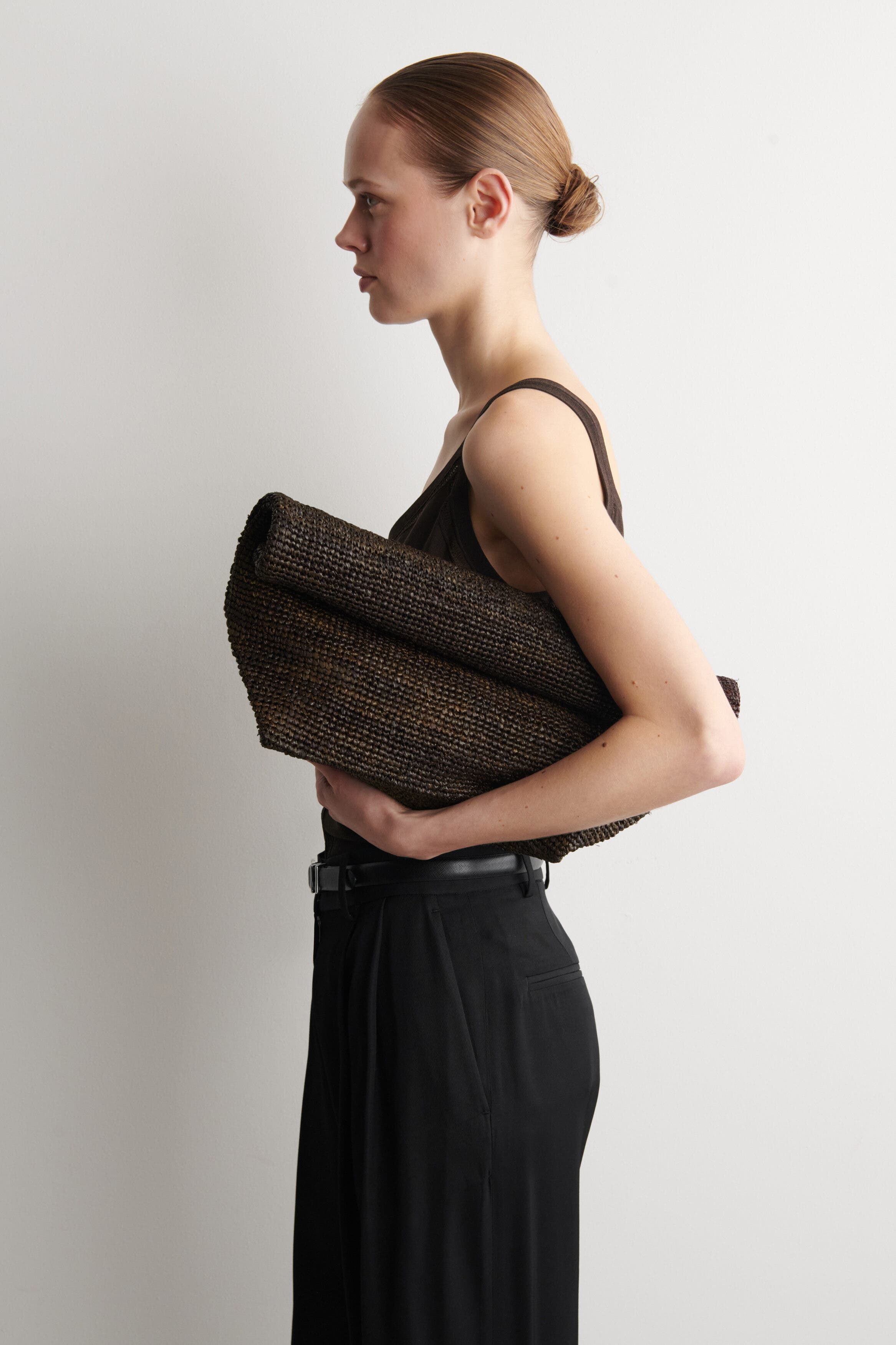 COS Oversized Folded Clutch Bag - Straw, Alternate, color, Brown