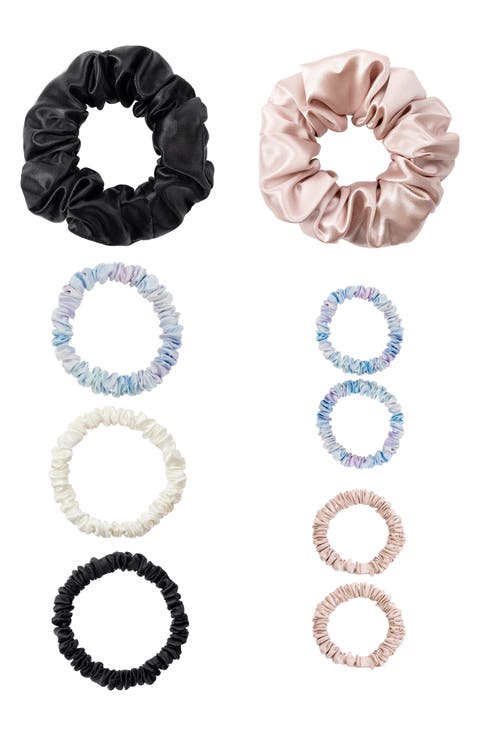 Assorted 9-Pack Silk Scrunchies