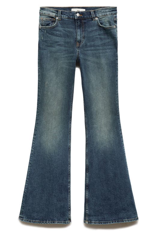 Mango Violet High Waist Flare Jeans In Dark Vintage Blue