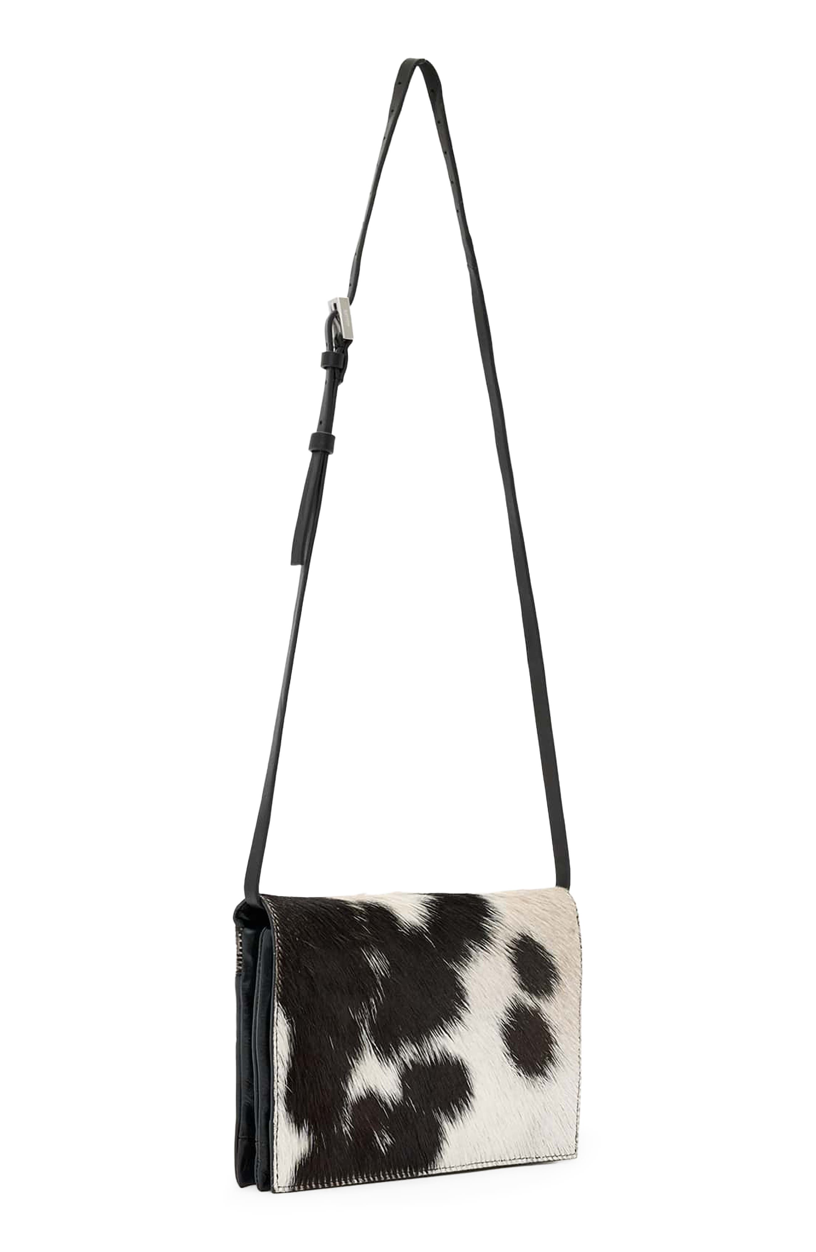 Uma Luxe Genuine Calf Hair Crossbody Bag, Alternate, color, WHITE/ BLACK
