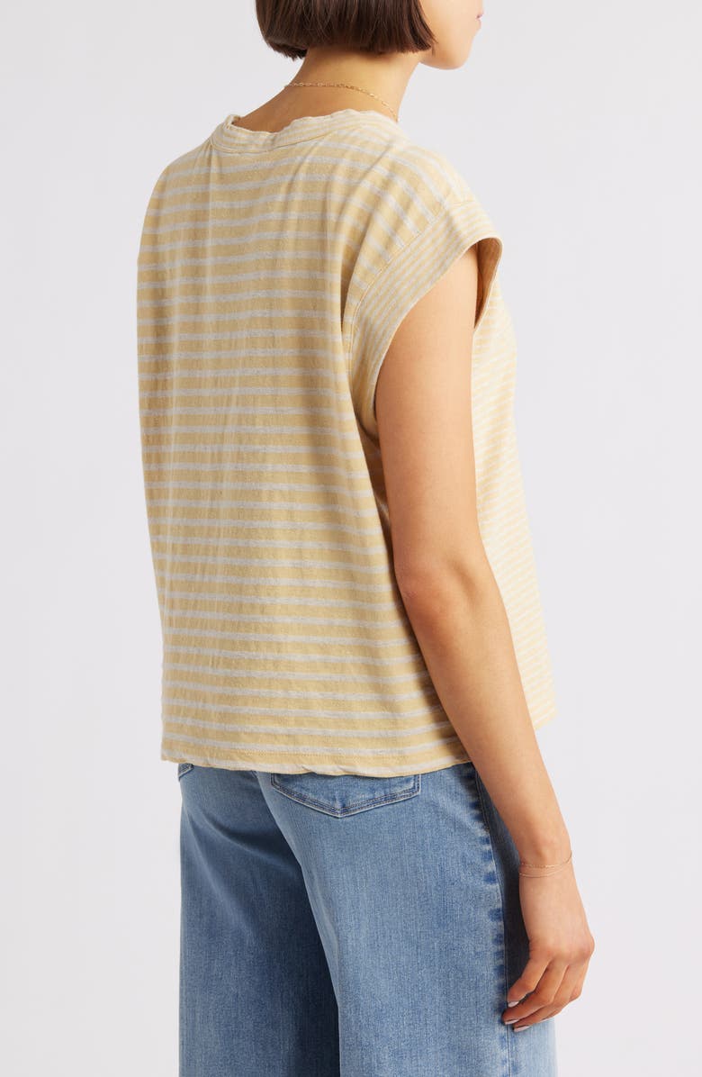 Madewell Stripe Boxy Cotton & Linen Muscle T-Shirt, Alternate, color, Yellow Stripe
