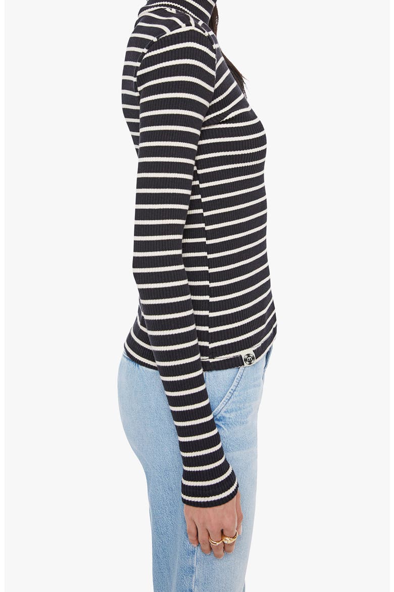 The Long Sleeve Hickey Mock Neck Top, Alternate, color, BLACK AND WHITE STRIPE