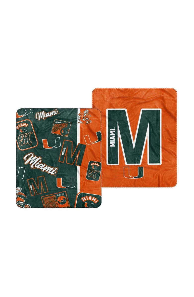 LOGO BRANDS Miami Hurricanes 50" x 60" Dream Weave Throw Blanket, Main, color, Hunter Green