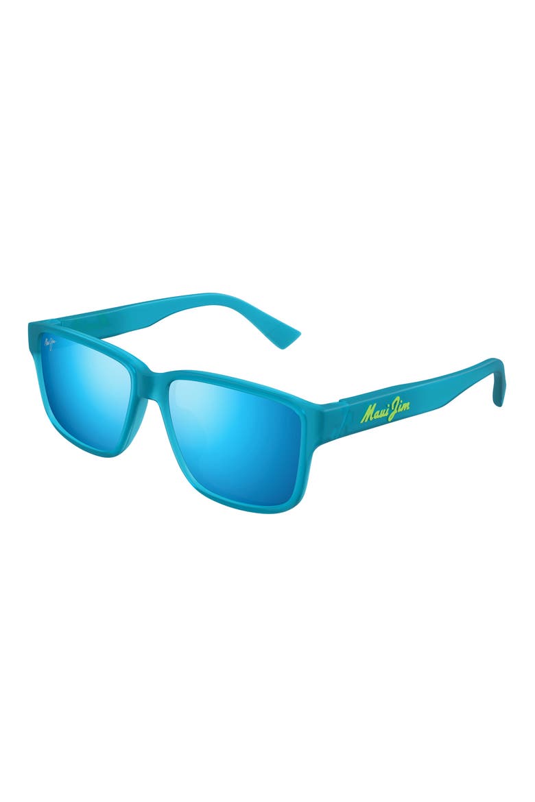 58mm PolarizedPlus2® Rectangular Sunglasses, Alternate, color, MATTE TRANS BLUE/ BLUE HAWAII