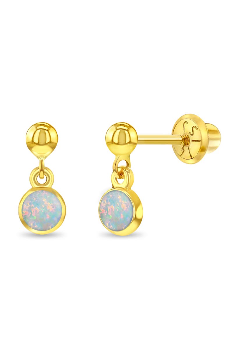 In Season Jewelry 14k Opal Dangle Girl Earrings, Main, color, White