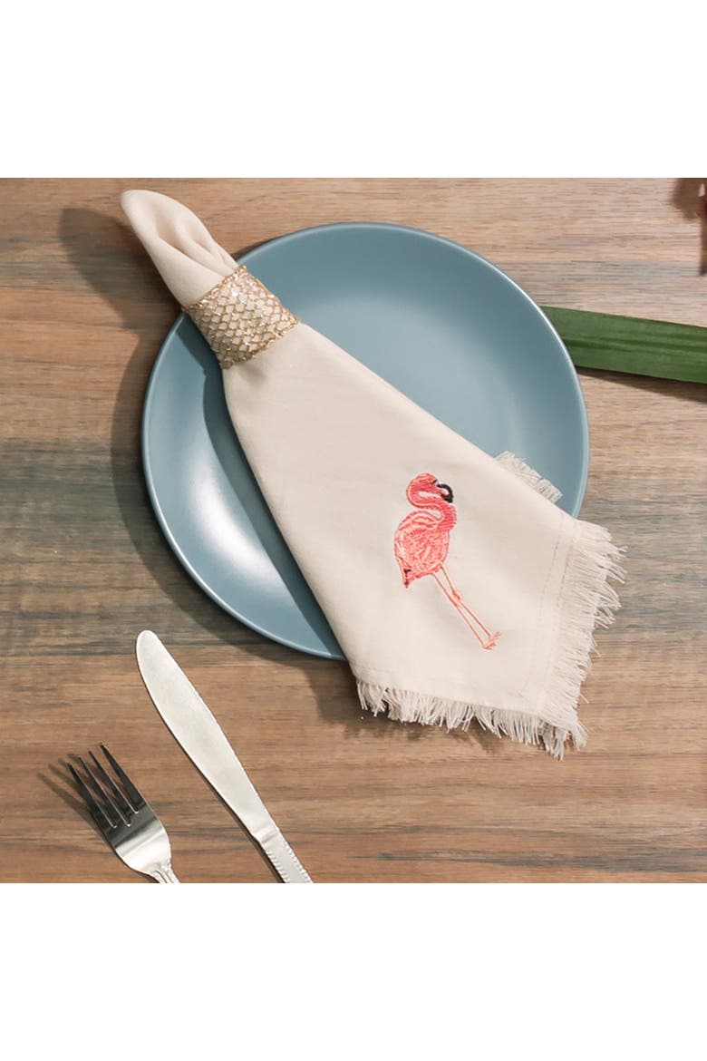 Flamingos Coastal Embroidered Table Runner, Alternate, color, Pink
