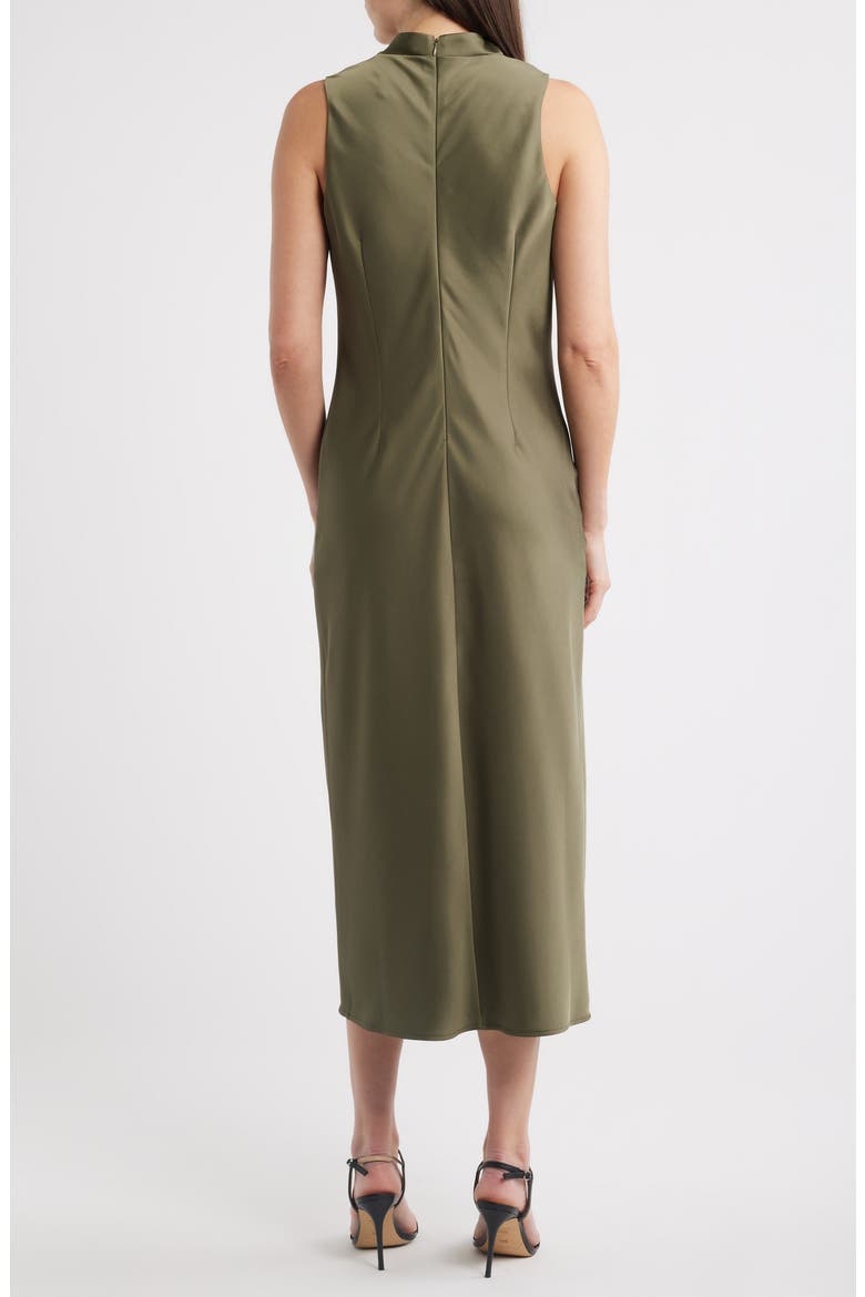 Drape Neck Satin Midi Dress, Alternate, color, LODEN