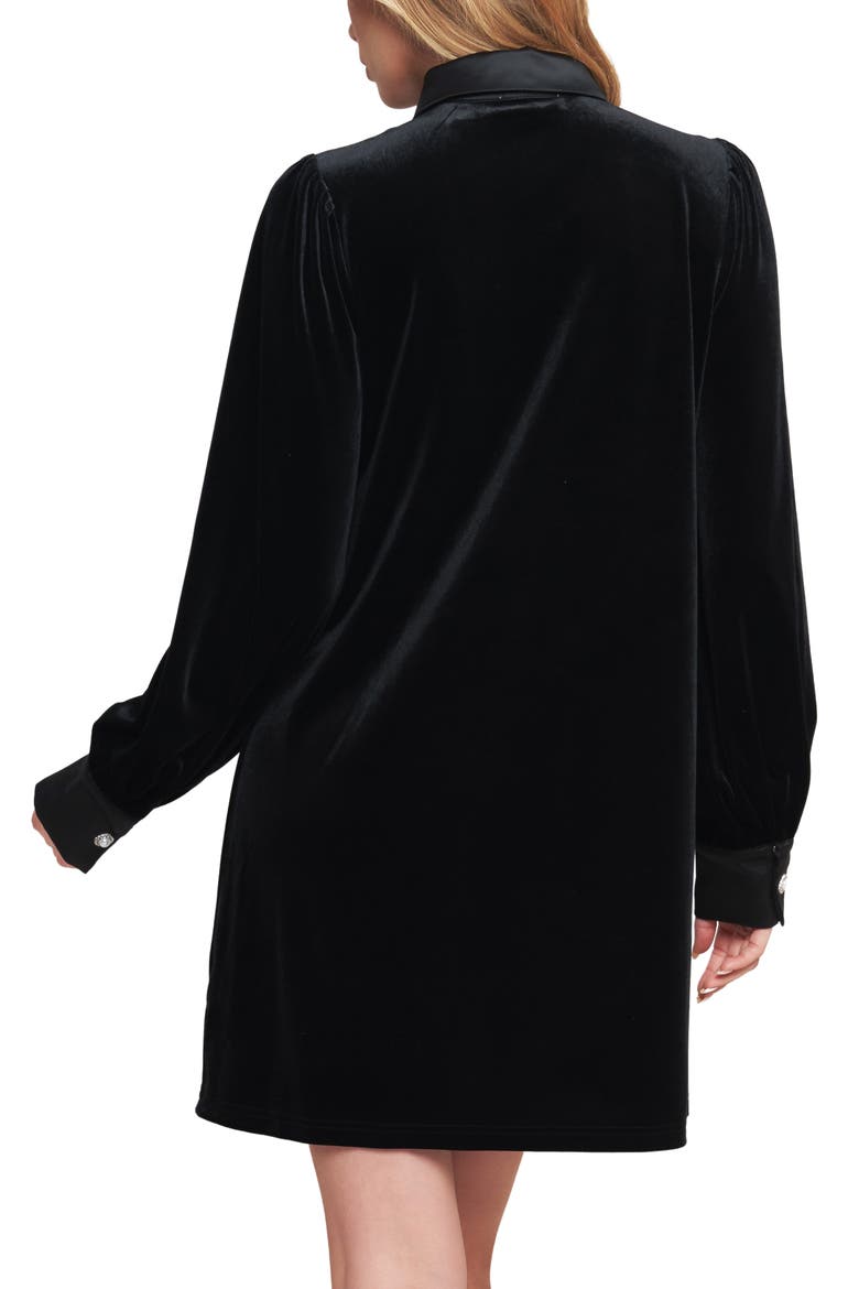 Velvet Long Sleeve Minidress, Alternate, color, BLACK