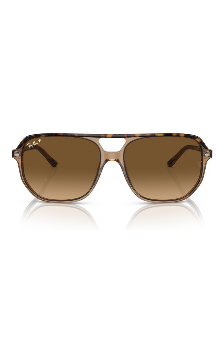 Bill One 57mm Gradient Polarized Irregular Sunglasses, Main, color, HAVANA