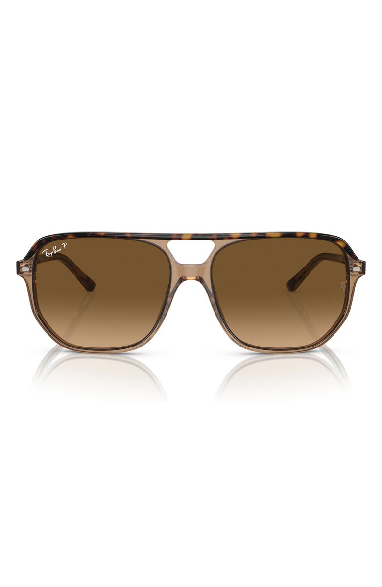 Ray-Ban Bill One 57mm Gradient Polarized Irregular Sunglasses, Main, color, Havana