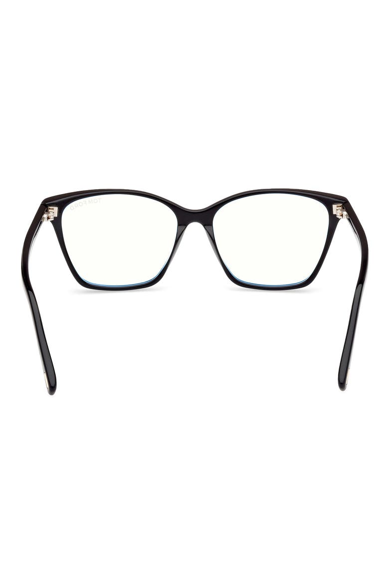 56mm Cat Eye Blue Light Blocking Optical Glasses, Alternate, color, BLACK ECO / T LOGO