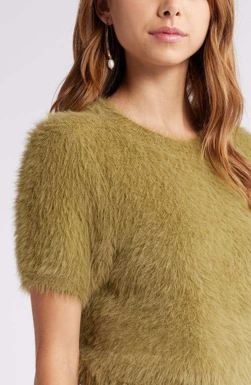 Open Edit Eyelash Sweater In Olive Brine