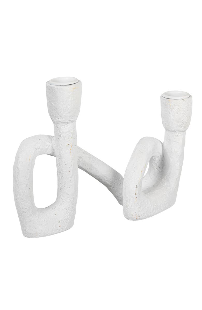 Storied Home Modern Sculptural Double Taper Candle Holder, White, Main, color, 