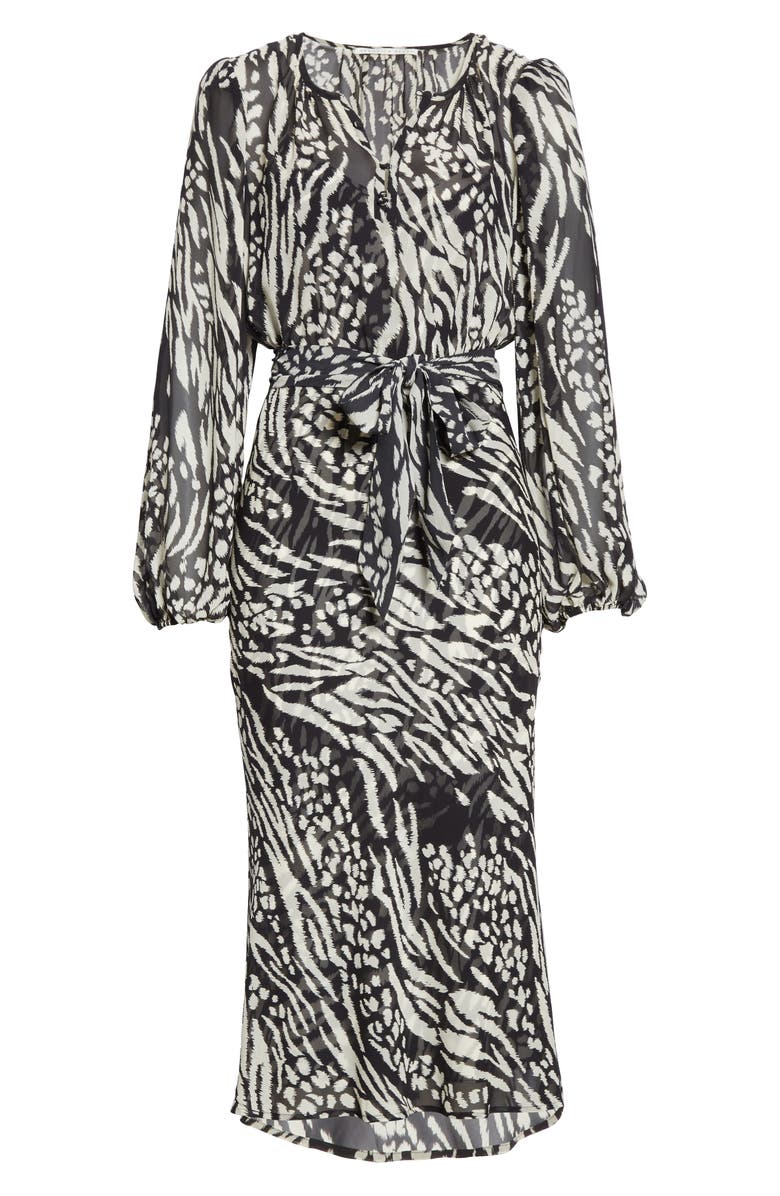 Veronica Beard Mavis Stripe & Spot Print Long Sleeve Silk Dress, Alternate, color, 