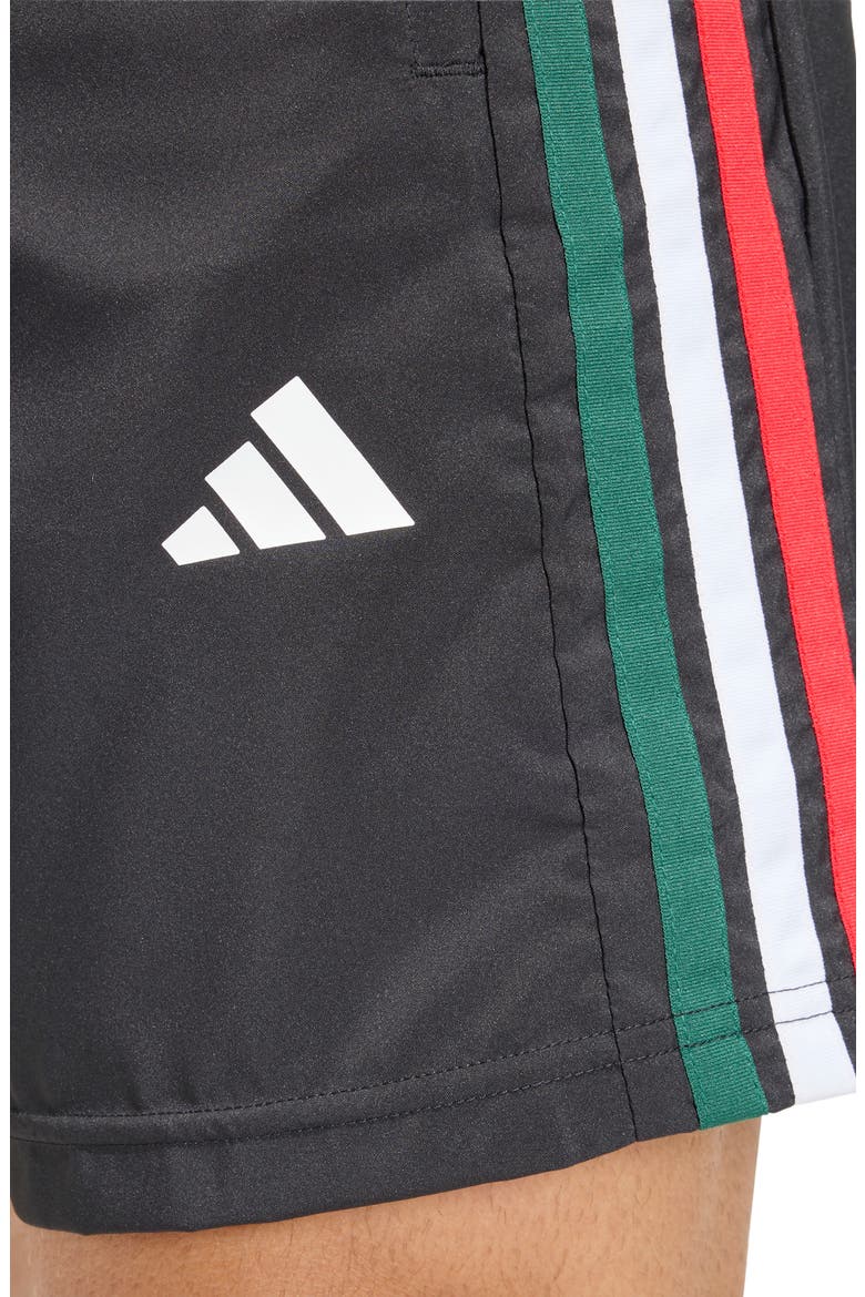 Workout Essentials Base 3-Stripe Shorts, Alternate, color, BLACK/DARK GREEN/WHITE/SCARLET