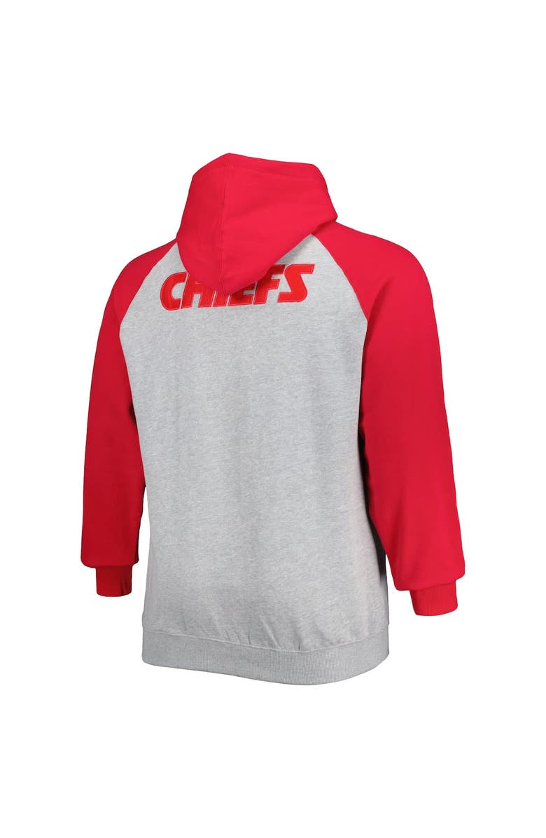 PROFILE Men's Heather Gray Kansas City Chiefs Big & Tall Fleece Raglan Full-Zip Hoodie Jacket, Alternate, color,