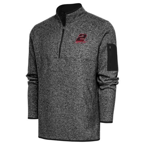 Men's Antigua Heather Black Austin Cindric Fortune Quarter-Zip Pullover Jacket