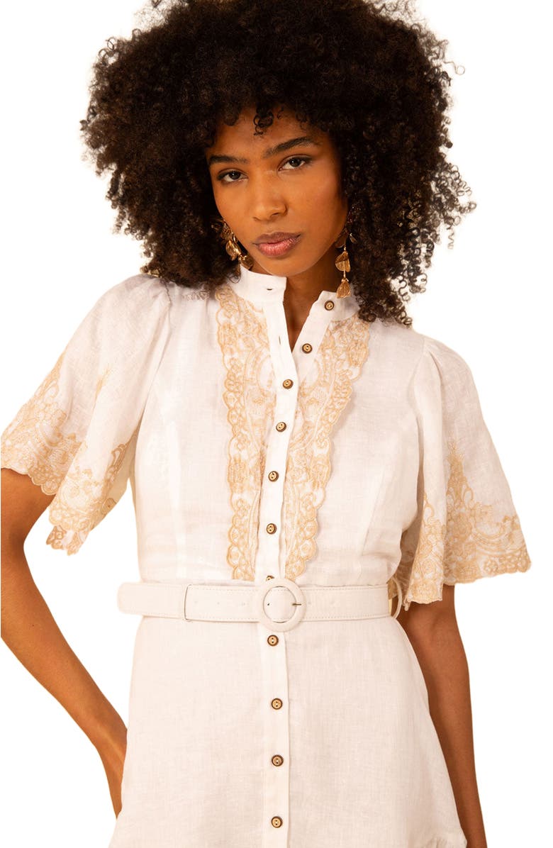 Hale Bob Haven Embroidered Linen Dress, Alternate, color, 