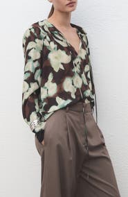 MANGO Floral Shirred Yoke Top