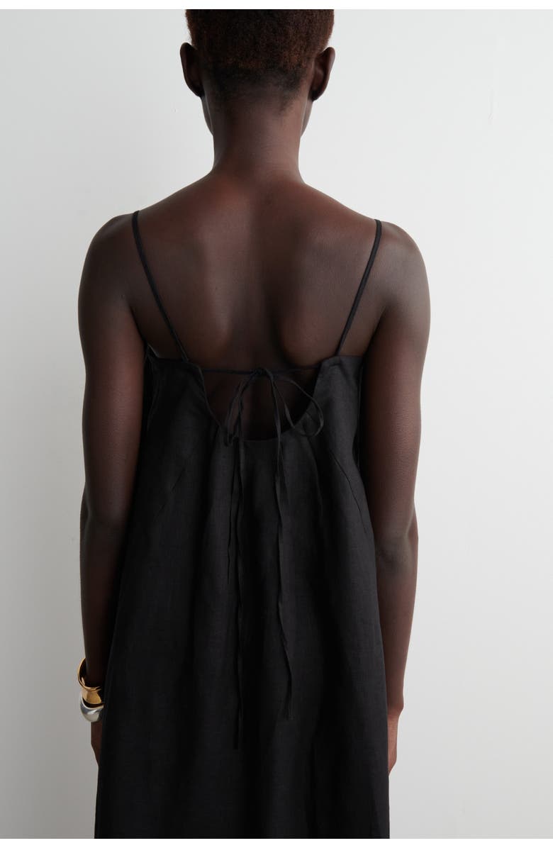 COS Pleated Linen Maxi Dress, Alternate, color, Black