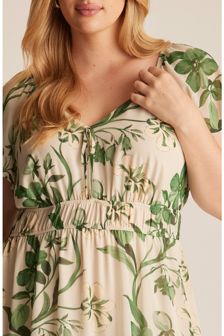 Anaya Floral Print Midi Dress, Alternate, color, CREAM/ GARDEN