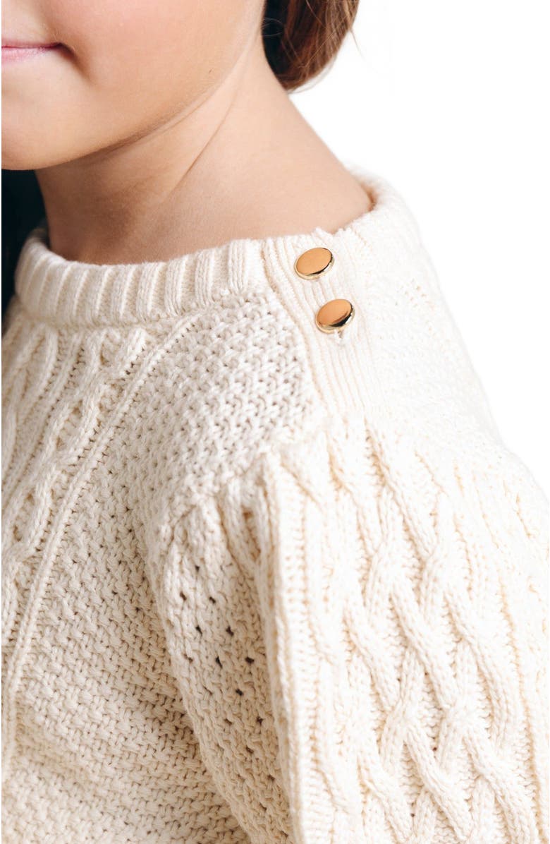 Hope & Henry Girls' Organic Fisherman Sweater, Kids, Alternate, color, 