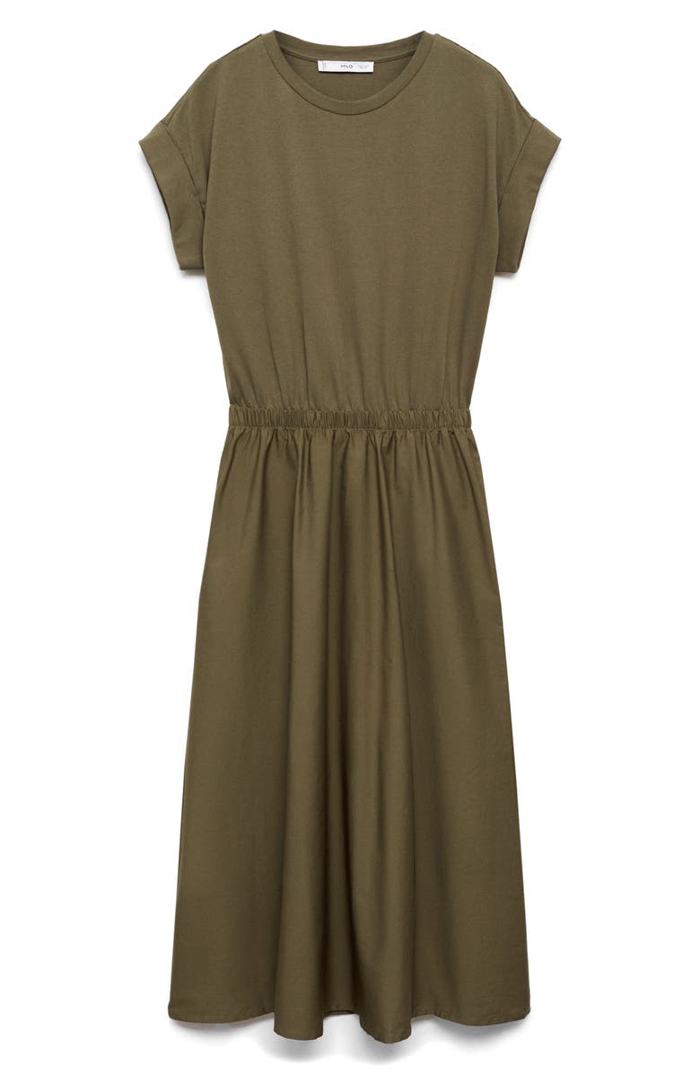 MANGO Cotton Knit A-Line Dress, Alternate, color, Khaki Green