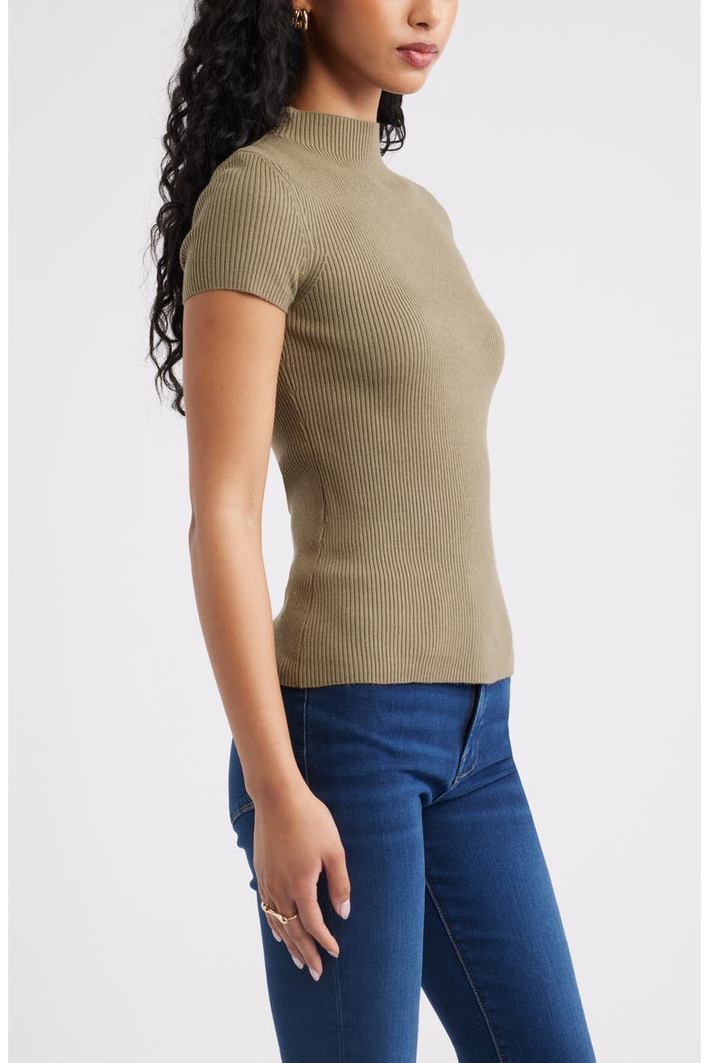 Rib Knit Mock Neck Sweater, Alternate, color, OLIVE DUSK