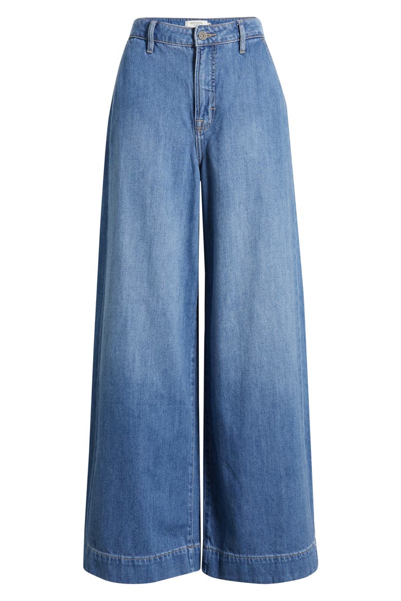 High Waist Super Wide Leg Jeans, Alternate, color, MEDIUM WASH